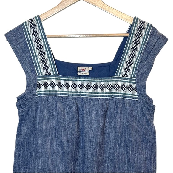 Faherty Hailee Blue Dress with White Embroidery Size S - Picture 7 of 12